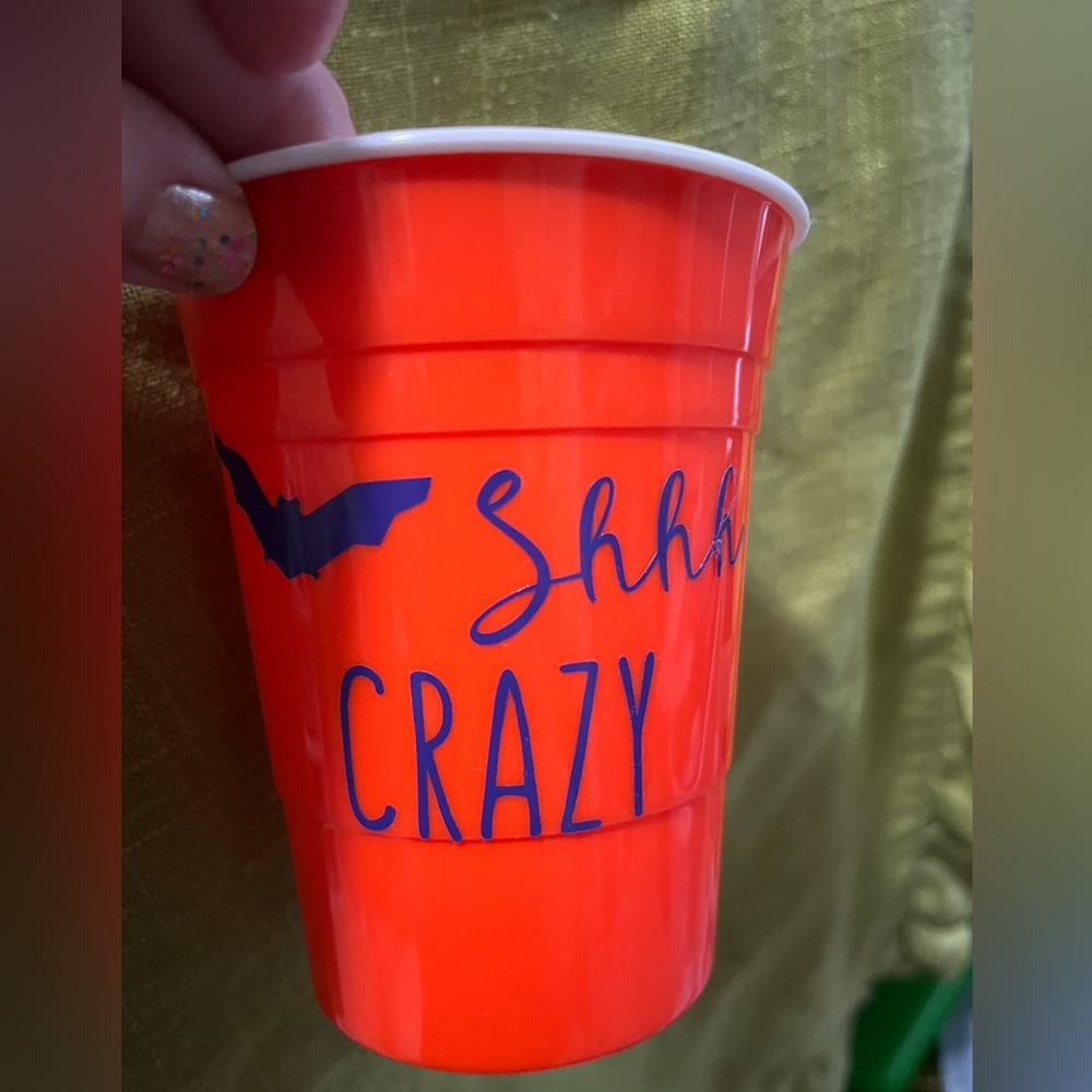 ⚠️ 🎃 New! Double wall insulated re-usable solo cup. Bat Shhhh crazy.